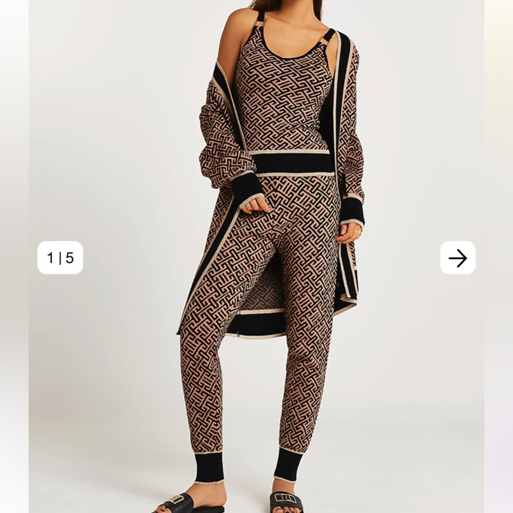 NWT RIVER ISLAND AZTEC PRINT LOUNGE TANK TOP & MATCHING JOGGERS SZ S / 2 , UK 6